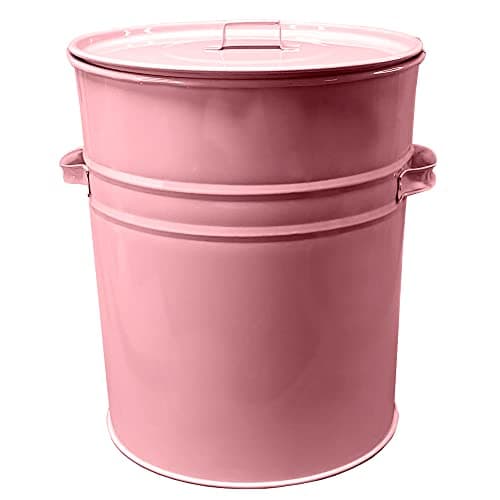 Image of KetoPlastics Classic Nappy Bin Retro Style Baby Pink Steel Bin for Disposal of Nappies Diaper Pail Bin - 30L