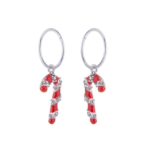 Image of Sterling Silver Candy Cane Charm Hoop 12mm Earrings