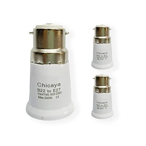 Image of Chicaya B22 to E27 Converter,Bayonet to Screw Base Adapter,Light Bulb Socket Converter,3 Pack