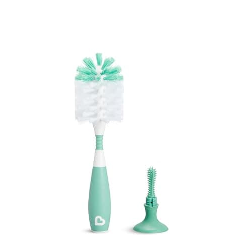 Image of Munchkin Bottle Brush | For Cleaning Baby & Water Bottles with Built In Teat Brush | Freestanding | Dishwasher Safe | Bristle Brush | 1 Pack | Green