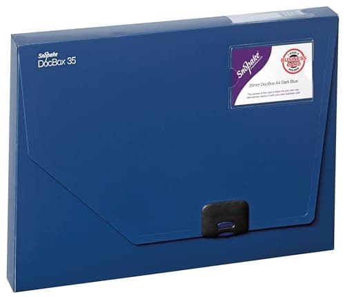 Image of Snopake [100% Recycled] A4 DocBox 35mm Box File with Push Lock – Dark Blue [Pack of 1] Ref: 12858
