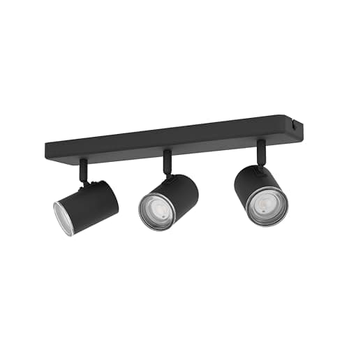 Image of Eglo Spotlight bar Consuma 1, Bathroom Light Fitting with 3 Flexible Spots, Ceiling lamp Kitchen Made of Black Steel, GU10 Socket, IP44