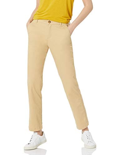 Image of Amazon Essentials Women's Slim Fit, Straight leg Stretch Twill Chino Pant, Khaki Brown, 16
