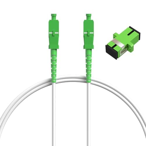 Image of OFFCUP 1m/3.2ft Network Fibre Optic Cable SC/APC to SC/APC OS2 Simplex Singlemode 9/125μm LSZH FTTH 3.0mm Patch Cord Fiber Cables with Adapter Coupler