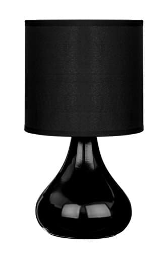 Image of Premier Housewares E14 40 W Small Edison Screw with Bulbus Ceramic Table Lamp in Fabric Shade - Black