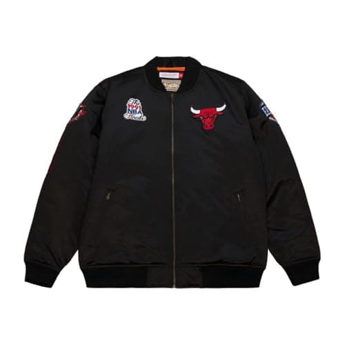 Image of Mitchell & Ness M&N Satin Bomber Jacket - PATCHES Chicago Bulls black - L