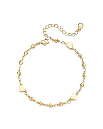 Image of JEMARA Gold Bracelet for Women Adjustable 14K Gold Plated Love Heart Cubic Zirconia Bracelets Dainty Gold Jewellery 6.7+2inch