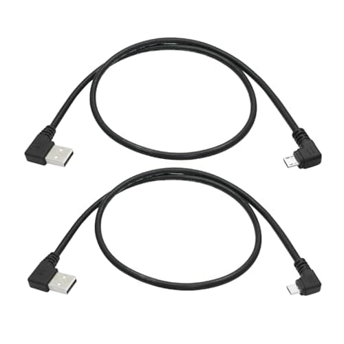 Image of Micro USB Power Data Cable Cable 60CM, 90 Degree USB A Male Left Angle to Micro USB Male Left & Right Angle Charging and Data Sync Cable, for GPS, Dash Cam, Digital Camera, Hard Drive etc - 1Pair