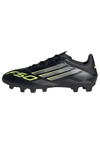 Image of adidas Unisex F50 Club Firm Ground/Multi Ground Football Boots, Core Black/Iron Metallic/Lucid Lemon, 12 UK