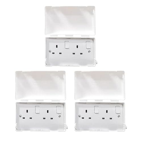 Image of BabySecurity Electric Plug Socket Cover (3 Pack, Double) Prevents Tampering Accidents, Ideal for Home, School and Nurseries - White UK 3 Pin Plug