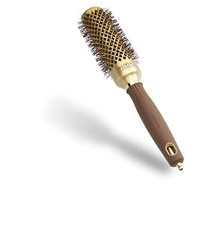 Image of Olivia Garden Expert Blowout Shine – Gold & Brown - 35 - Ceramic Coated Round Brush for Smooth Blowout, Frizz-Free Hair & Radiant Shine