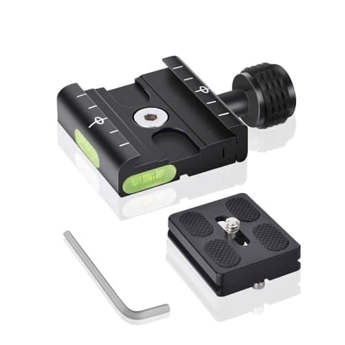 Image of UTEBIT 50mm Quick Release Plate Clamp, Universal Camera Mount QR Clamp Built-in Spirit Level with 1/4 and 3/8 Screw Adapter Compatible for Arca-Swiss Standard for DSLR Monopod Tripod Ball Head