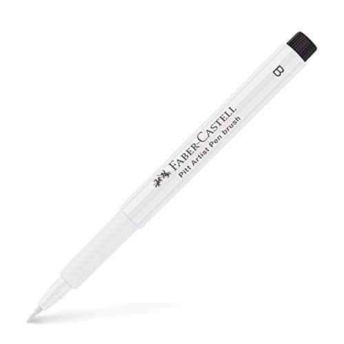 Image of Faber-Castell Art & Graphic Pitt Artist Pen Brush India Ink Pen, White, Single Pitt Pen, For Art, Craft, Drawing, Sketching, Home, School, University, Colouring