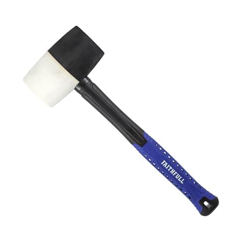 Image of Faithfull Combination Rubber Mallet 907g (32oz) – Dual-Face Black & White Rubber Head with High-Strength Fibreglass Shaft & Ergonomic Non-Slip Grip for Assembly, Flooring & Non-Damaging Striking Tasks