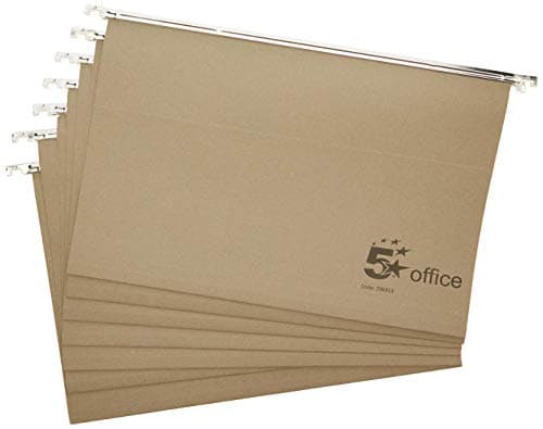 Image of 5 Star Office Suspension File Manilla Heavyweight with Tabs and Inserts Foolscap Khaki(Green) [Pack 50]