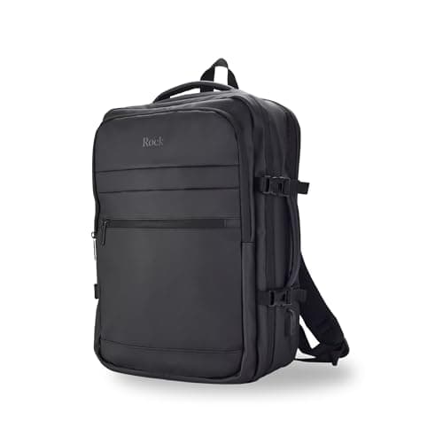 Image of Rock Dalston Underseat Backpack in Black - Ryanair Compliant Carry On - Lightweight & Versatile Travel Bag - Large Main Compartment, Laptop Pocket, Trolley Strap - 40x28x20cm 22L Capacity