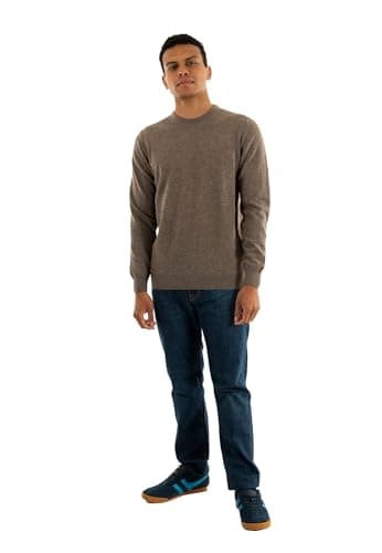 Image of Barbour Essential Lambswool Crew Neck Winter Sweater st71 Dark Stone, Brown, XL