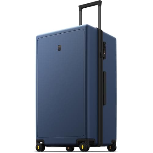 Image of LEVEL8 Large Suitcase 28 Inch Hand Luggage with Spinner Wheels, 100% PC Micro-Diamond Textured Design Checked Large Luggage, Lightweight Hard Shell Suitcase with TSA Lock, Black (74cm, 99L, Blue)