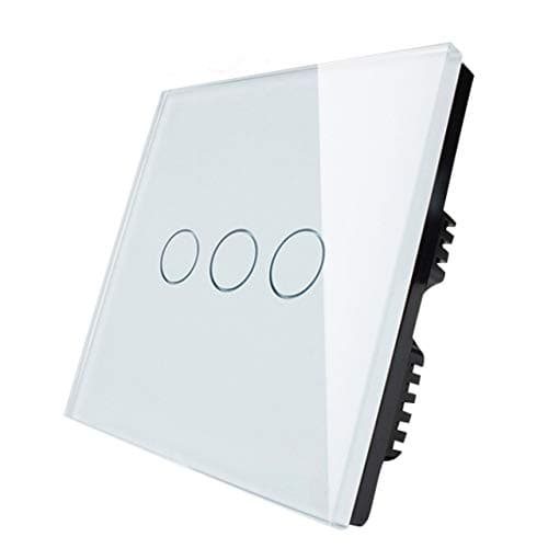 Image of KONOQ Luxury Glass Panel Smart Touch Light Switch - ON/OFF Light Switch (3 Gang / 2 Way, White)