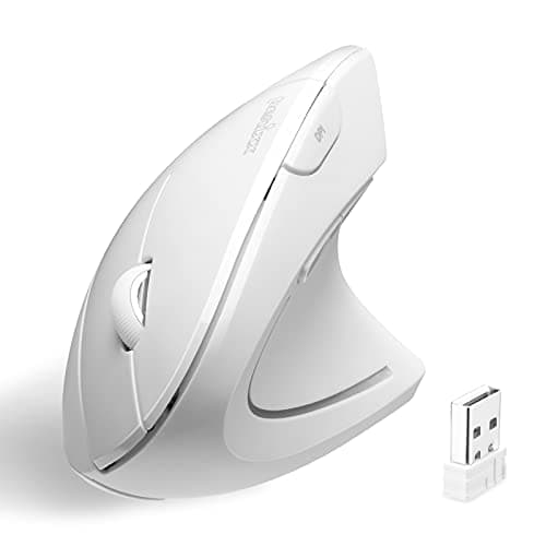 Image of perixx PERIMICE-713W Ergonomic Vertical Wireless Mouse - Adjustable DPI, 6-Button Design, Long-Range Connectivity, Right-Handed Use, White