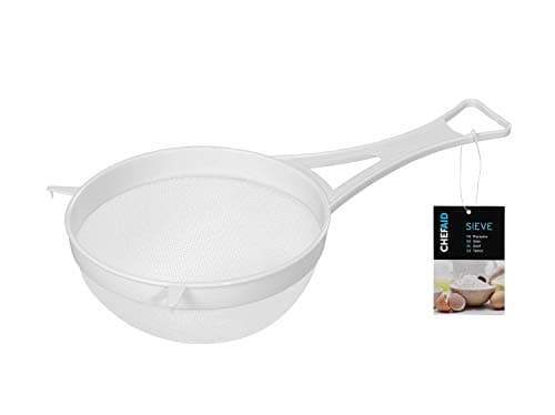 Image of Chef Aid 18cm Wide Nylon Mesh Plastic Strainer in White - Ideal for Draining, Straining, and Washing Beans, Fruits, Vegetables, Salads, and More - BPA Free, Dishwasher Safe