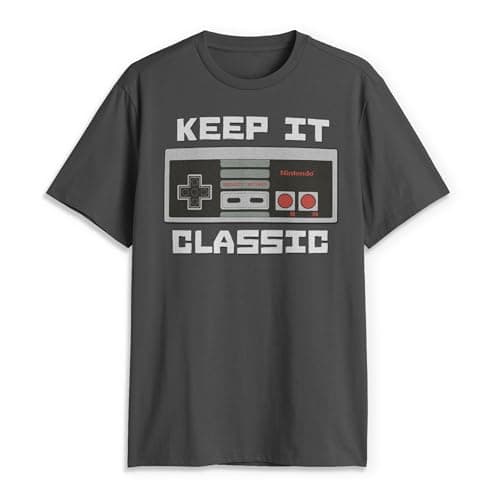 Image of Nintendo Men's Keep It Classic T-Shirt, Charcoal, XL
