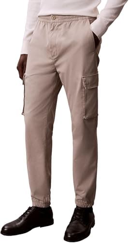 Image of Calvin Klein Men’s Comfort Cotton Skinny Fit Cargo Trousers, Beige (Vintage Khaki), L