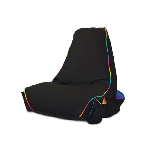 Image of rucomfy Beanbags rugame Gamer Bean Bag Chair with Pockets - Water Resistant - Soft Indoor for Kids & Teens - 70cm x 80cm x 70cm (Black LED)