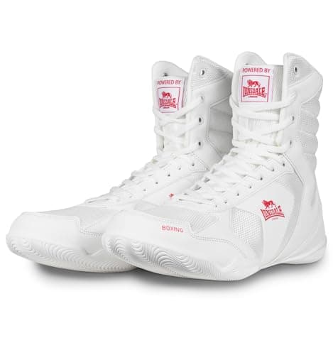 Image of Lonsdale Unisex Heskin Boxing Shoes, White/Red, 43 EU, White Red, 9 UK