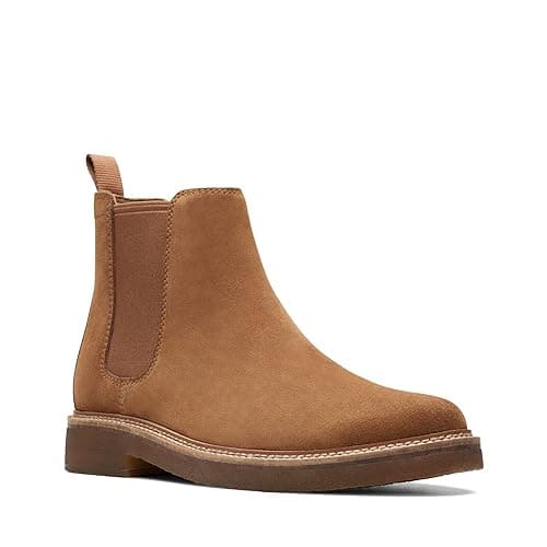 Image of Clarks Men's Clarkdale Easy Chelsea Boot, Cognac Suede, 8 Wide