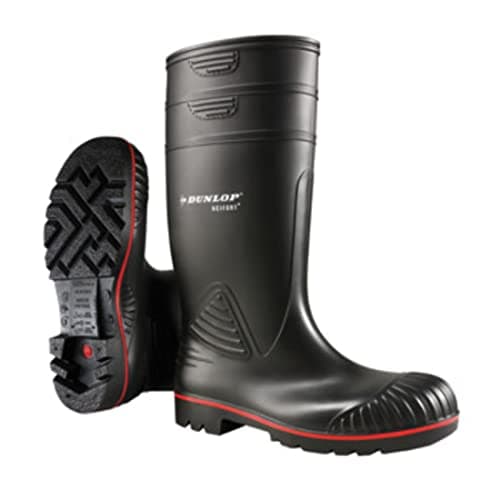 Image of DUNLOP Acifort Heavy Duty - Unisex Knee High Full Safety Waterproof Work Boot, Black, S5 Rated Antistatic and Slip Resistant PVC Wellies with Steel Toecap for Outdoor and Industrial Use - EU49, UK14