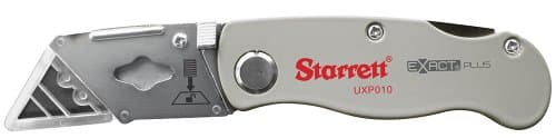 Image of Starrett Folding Pocket Utility Knife - KUXP010-N Exact Plus Aluminium Die-Cast Body Trapezoidal Hook Blades - Supplied with Dispenser & 3 Spare Trapezoidal Blades
