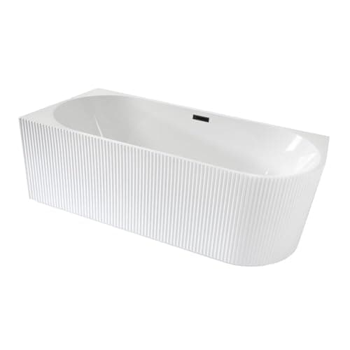 Image of Milano Florence White 1700mm x 800mm Left Hand Fluted Corner Bath Black Overflow