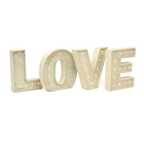 Image of Carousel Home and Gifts Large Vintage Style 24cm Carnival Led Light Up Marquee Letters - Love - Cream