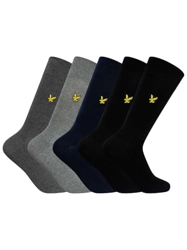 Image of Lyle & Scott Mens Liam 5 Pack Socks Black/Navy/Grey One Size