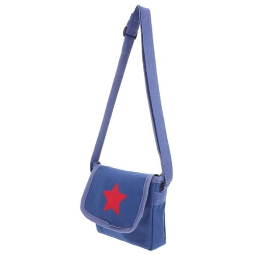 Image of Toyvian Kids Canvas School Bag Crossbody Sling with Star Pattern, Adjustable Small Backpack for Girls and Boys, Portable Vintage Messenger for School Outings and Travel