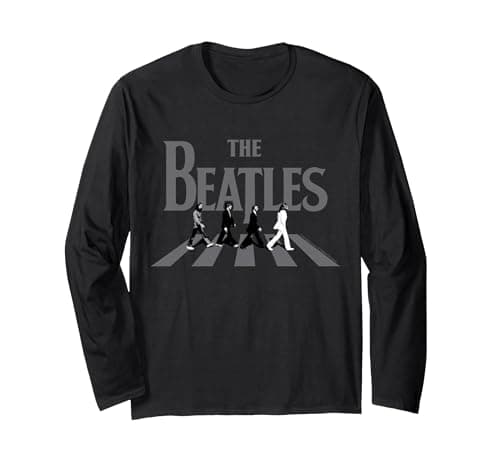 Image of The Beatles - Abbey Road Greyscale Album Cover Long Sleeve T-Shirt, Adult Unisex, Black, XX-Large
