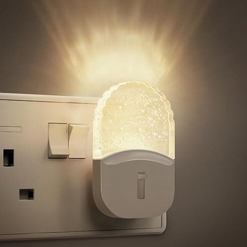 Image of Emeritpro Night Light Plug in Wall, Plug in Night Lighting with Dusk to Dawn Sensor, Adjustable Brightness 0-50LM, 0.5W Low Energy, Warm White Night Light Kids for Hallway Bathroom Bedroom,1Pack