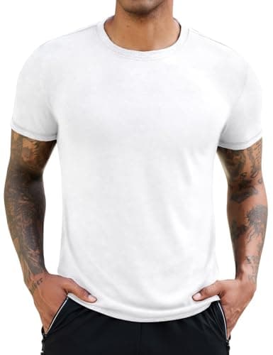 Image of Lonya Men's t-Shirts Crew Neck Short Sleeve Soft Tops Fashion Tshirt Casual Breathable Sports Business Classic Fit Tee Shirt White,L