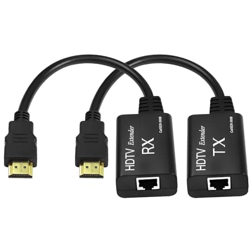 Image of XMSJSIY HDMI Extender, HDMI Male to RJ45 Network LAN Extender 60m Converter Repeater Over Cat 5e / 6 1080p up to 60m Extender for HDTV HDPC 4K 2K (197ft)-Need to Adjust Transmission Distance