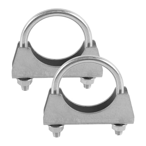 Image of Ubric 2PCS 51mm/2inch Exhaust U Clamp Kit, Stainless Steel Universal Heavy Duty Saddle Type U-Bolt Clamp for Tip Pipe Connection