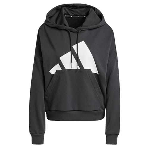 Image of adidas Women's Essentials Big Logo French Terry Loose Hoodie Sweatshirt, Black/White, L