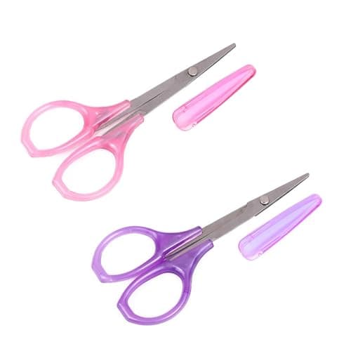Image of 2-Pack Mini Precision Craft Scissors,Stainless Steel Small Sewing Scissors with Protective Cover,Fine-Tip Portable Scissors for Embroidery,Quilting,Sewing,Knitting,Paper Cutting,in Pearl Pink & Violet