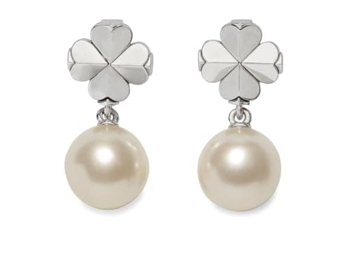 Image of Kate Spade New York Spade Flower Pearl Drop Earrings, White/Silver