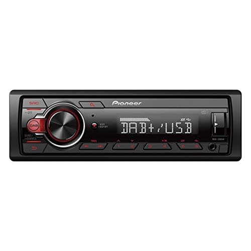 Image of Pioneer MVH-130DAB 1-DIN receiver with DAB/DAB+, Red illumination, USB and compatible with Android devices.