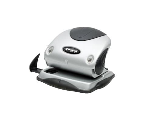 Image of Rexel Precision 215 2 Hole Punch, 15 Sheet Capacity, Paper Alignment Indicator, Metal, Silver/Black, 2100738
