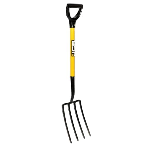 Image of JCB - Professional Solid Forged Garden Fork - Lightweight Garden Digging Fork - Professional Metal Long Handle Heavy Duty Gardening Tool - Home Improvements, Digging, Mucking Out, Manure, Weeding
