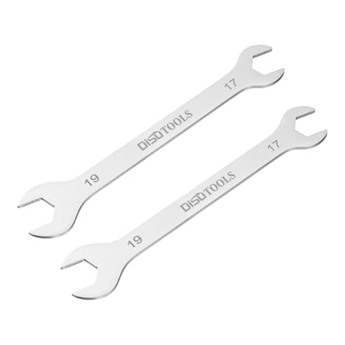 Image of sourcing map 2pcs Thin Open End Wrench 17mm x 19mm Metric Sandblasting Plated 3cr13 Stainless Steel, Double Ended Slim Spanner for Household Maintenance and General Repairs