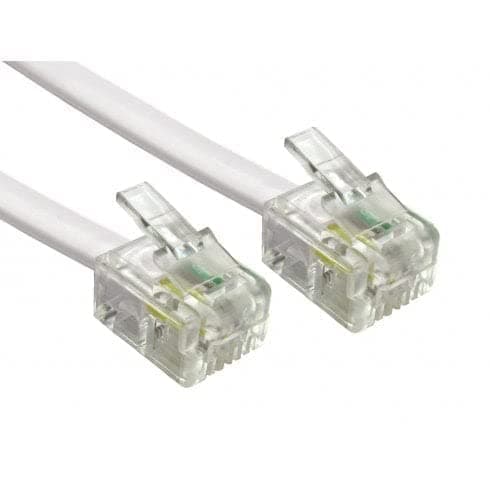 Image of Reulin 6M Flat Landline Telephone Broadband Cable Cord, Wifi Modem Router Wire to RJ11 Phone Socket or Microfilter, ADSL 2+ Filter/Fibre Optic 6/4 High-Speed Internet Lead (6 Metres, White)