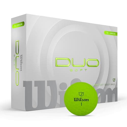 Image of Wilson Duo Soft Golf Balls, Experience a Gentle Feel and Dynamic Energy, Speed Boosting With an Accurate Flight Design, Colour: Green, Pack of 12
